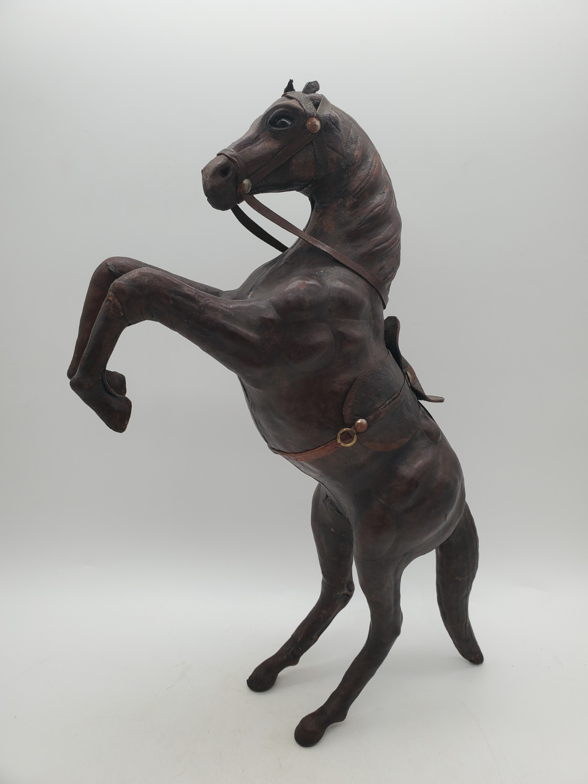 Leather Wrapped Horse Equestrian Rearing Sculpture Statue Figurine 15 Leather Wrapped Horse Equestrian Rearing Sculpture Statue Figurine 15