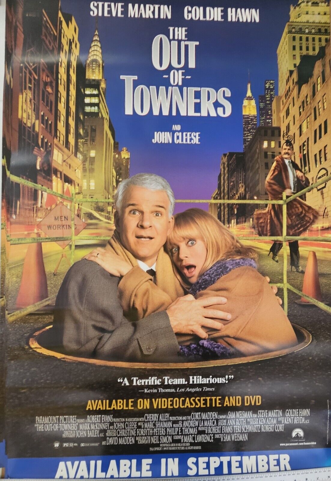 Steve Martin and Goldie Hawn in The Out Of Towners 41.5 x 27  DVD movie poster