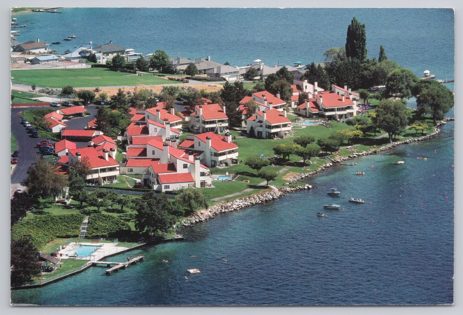 Postcard LAKE CHELAN SHORES Chelan, Washington Aerial View