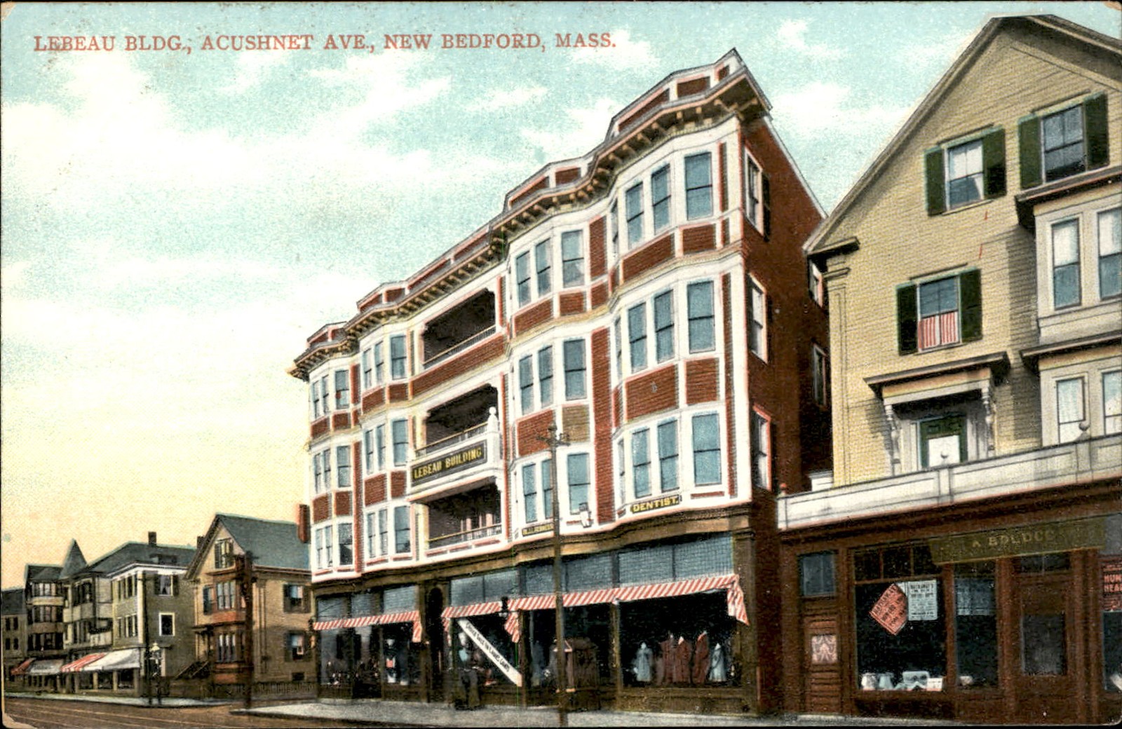 New Bedford MA Lebeau Building The Robbing Bros. Co. c1900s-10s Vintage Postcard