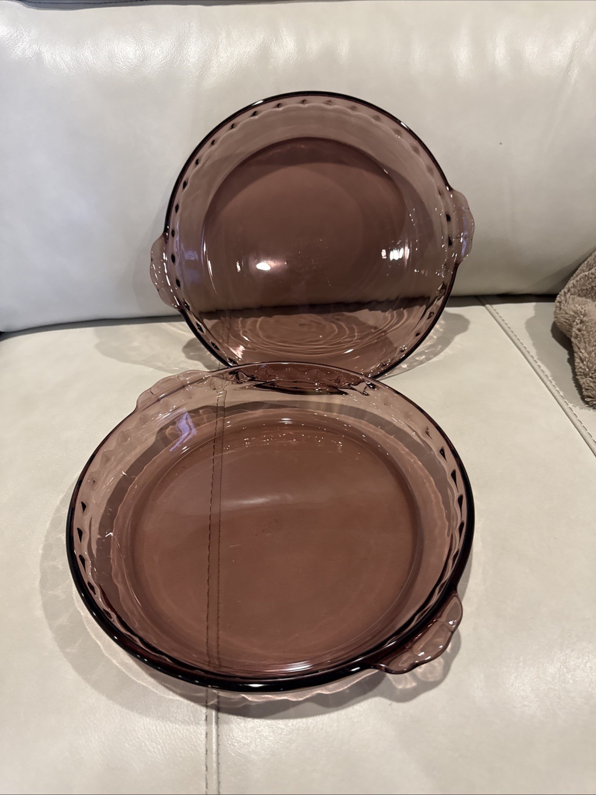 2 Vintage PYREX #229 Purple Smoke / Amethyst Glass Pie Plate – 9.5\