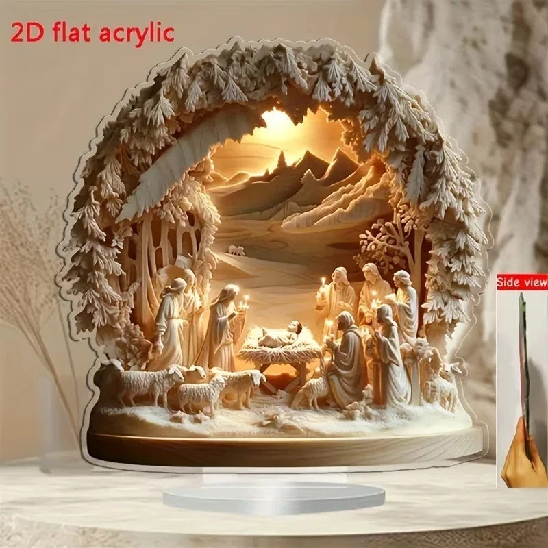 Lighted Nativity Scene Christmas Decor, Jesus Birth Holy Family Figurine Set New