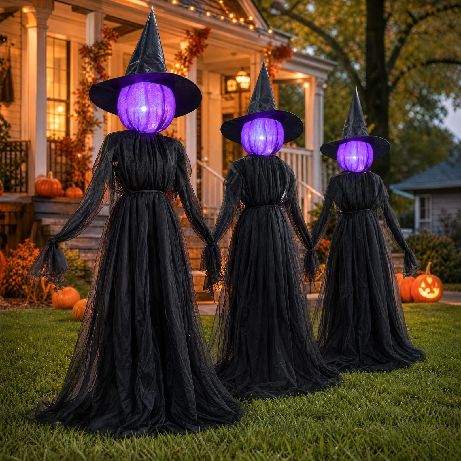 5 FT Halloween Witch Decorations Set of 3 - Dazzling Outdoor Yard Decor