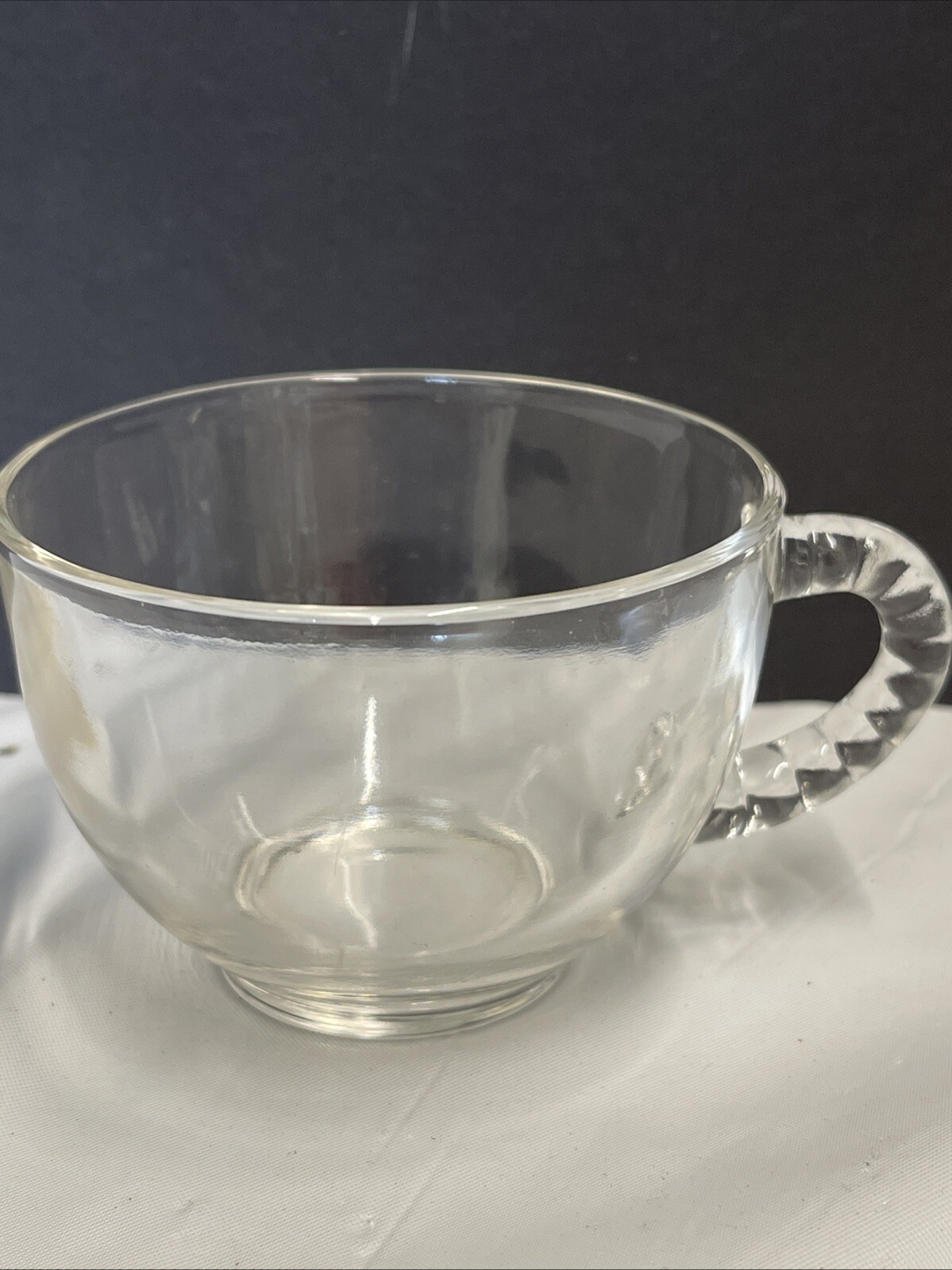 Vintage Clear Glass Punch / Snack Cup - Beaded/Bead Handle - Orchard - Single