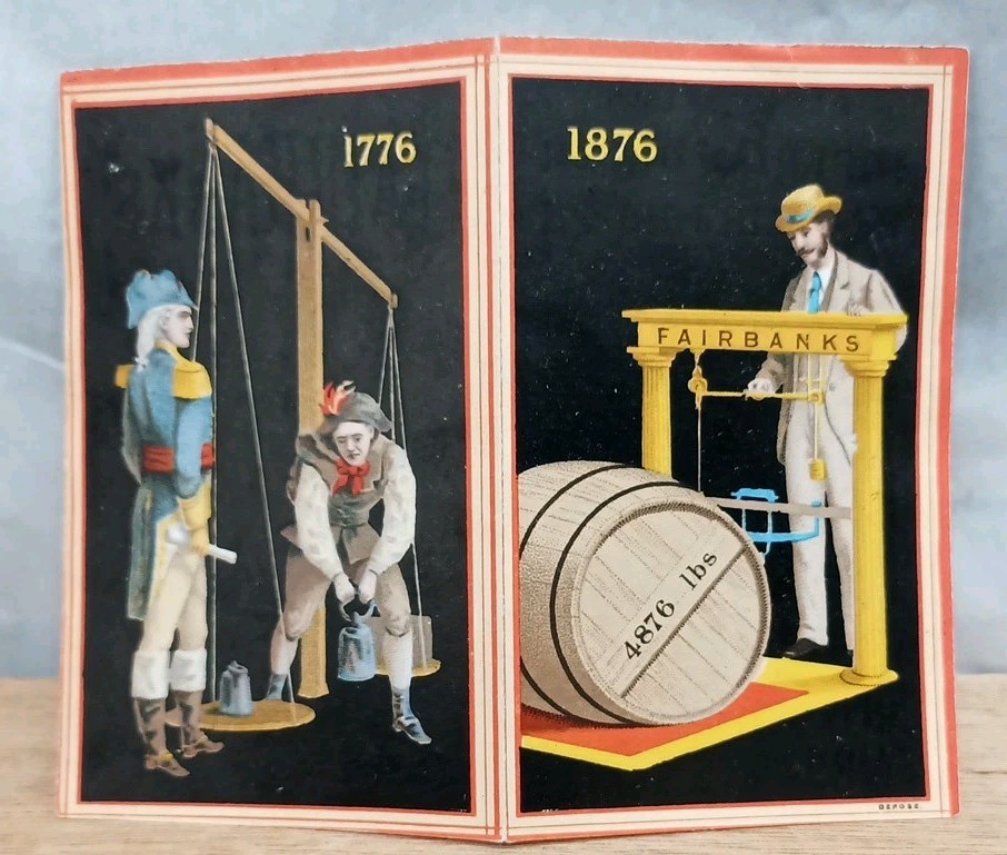 Fairbanks Standard Scales Trade Card Imperial Order Color Bi-fold 1776-1876