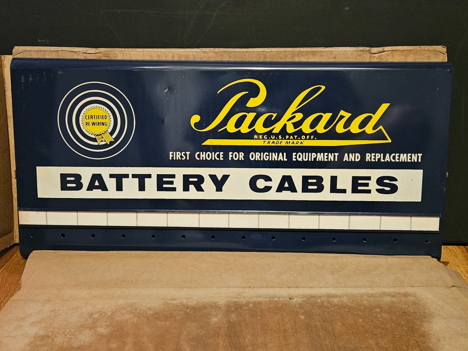 Vintage NOS Packard Battery Cable Sign & SIGN Display Rack NOS w/ Original Box Vintage NOS Packard Battery Cable Sign & SIGN Display Rack NOS w/ Original Box