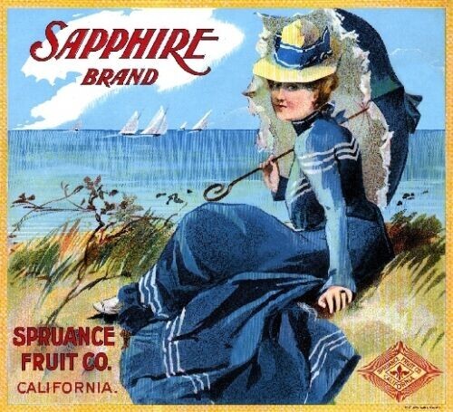 Sapphire Brand Oranges Los Angeles Retro Citrus Fruit Crate Label Art Print