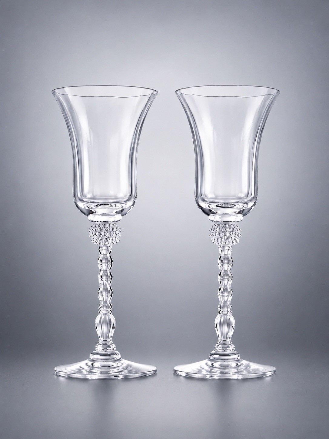Heisey 1930s Set Of 2 Wine Glasses Monte Cristo Clear Crystal, 2.5x6\