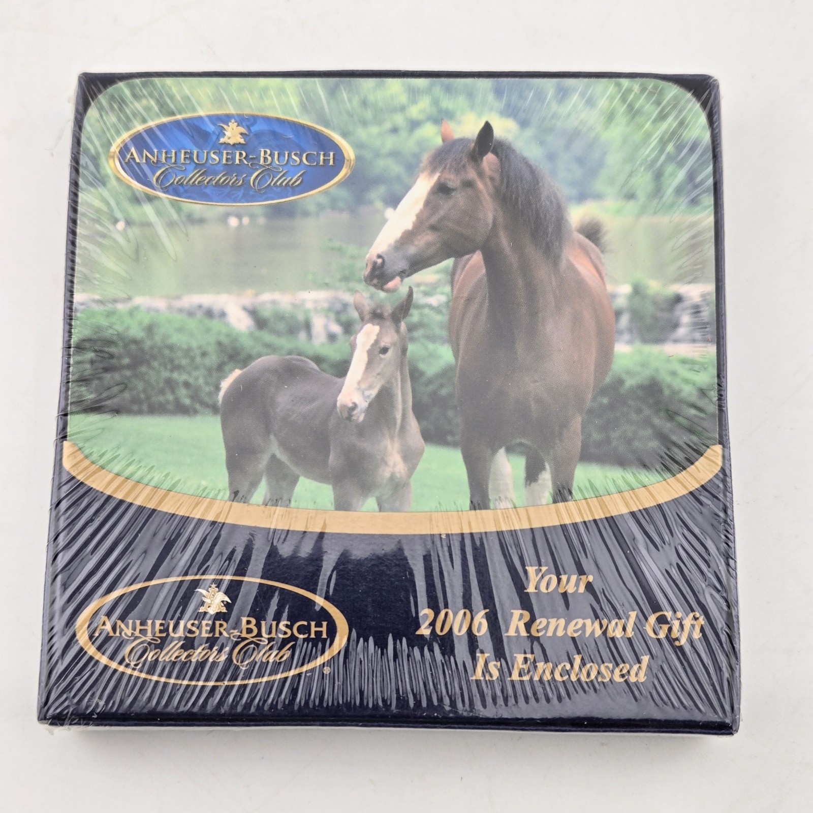 ​Anheuser-Busch Collectors Club 2006 Clydesdale Mare Foal Coaster Set 4pk New