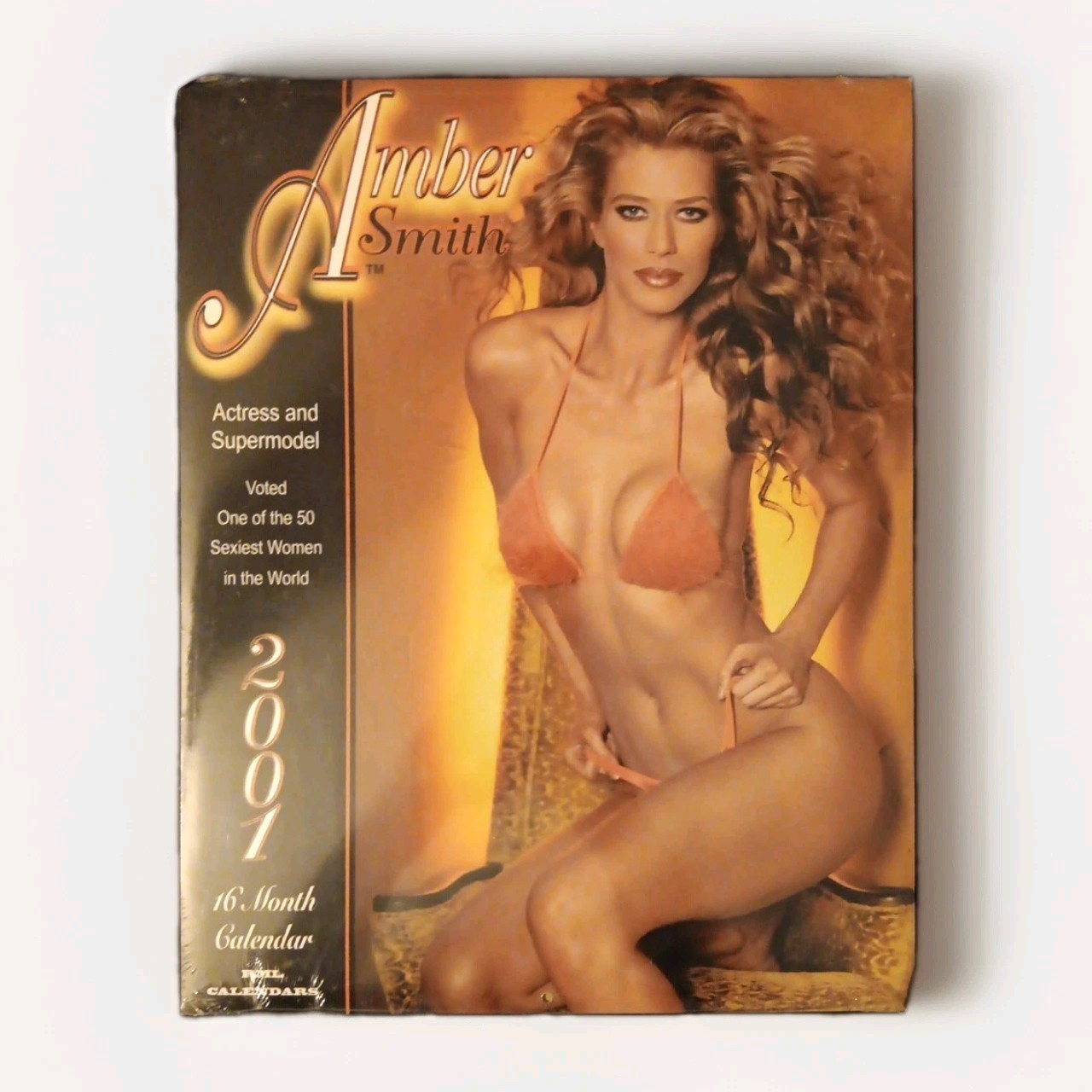 2001 Amber Smith Pinup Calendar Vintage Bikini Model Man Cave Wall Decor 12x12