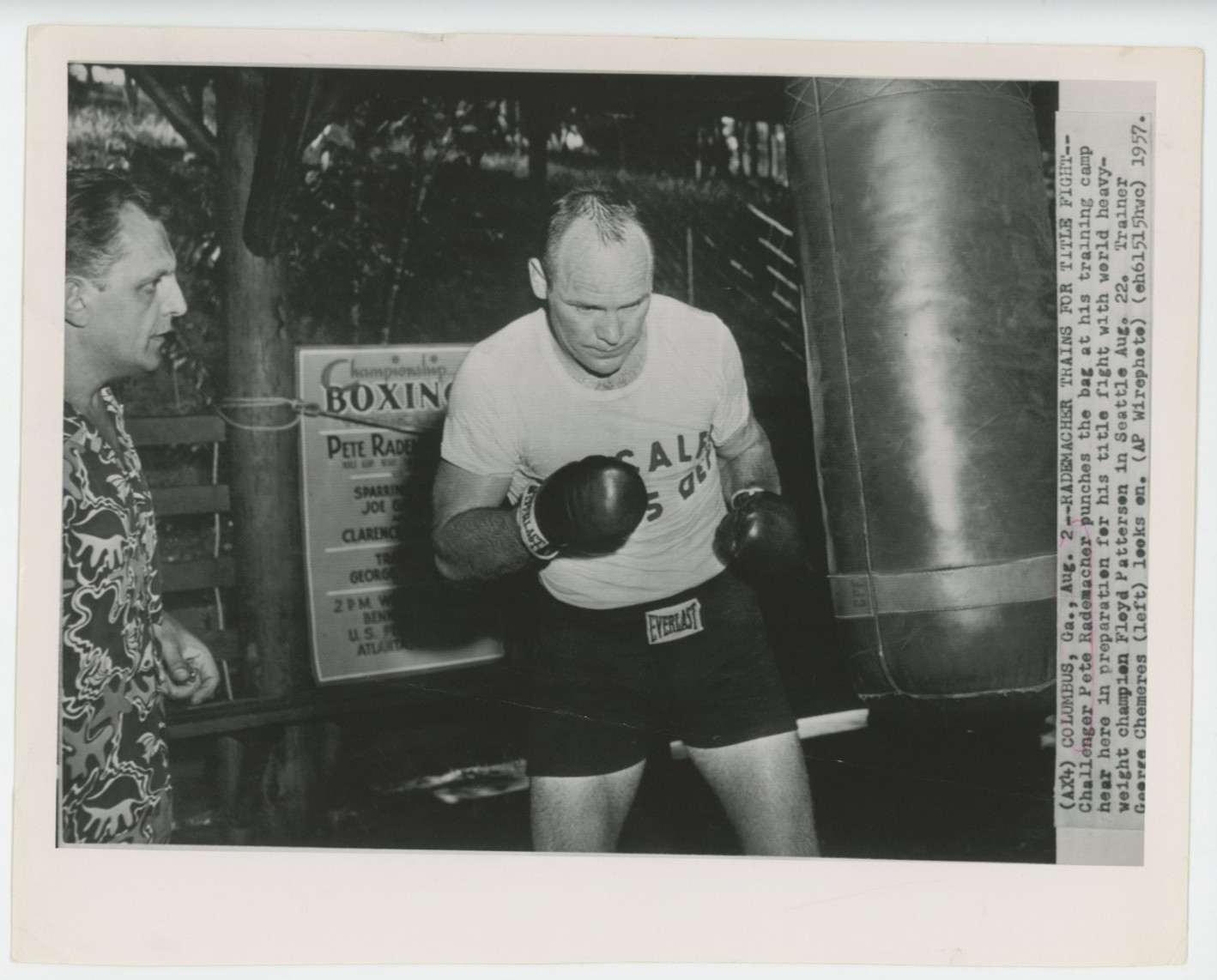 Press Photo 1957 Pete Rademacher Olympic Heavyweight Boxer Vs. Floyd Patterson Press Photo 1957 Pete Rademacher Olympic Heavyweight Boxer Vs. Floyd Patterson