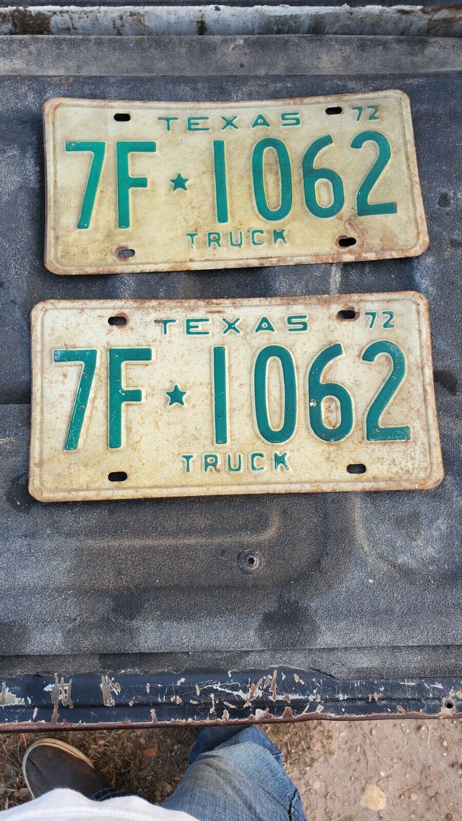 Vintage 1972 Pair of Texas Truck License Plates 