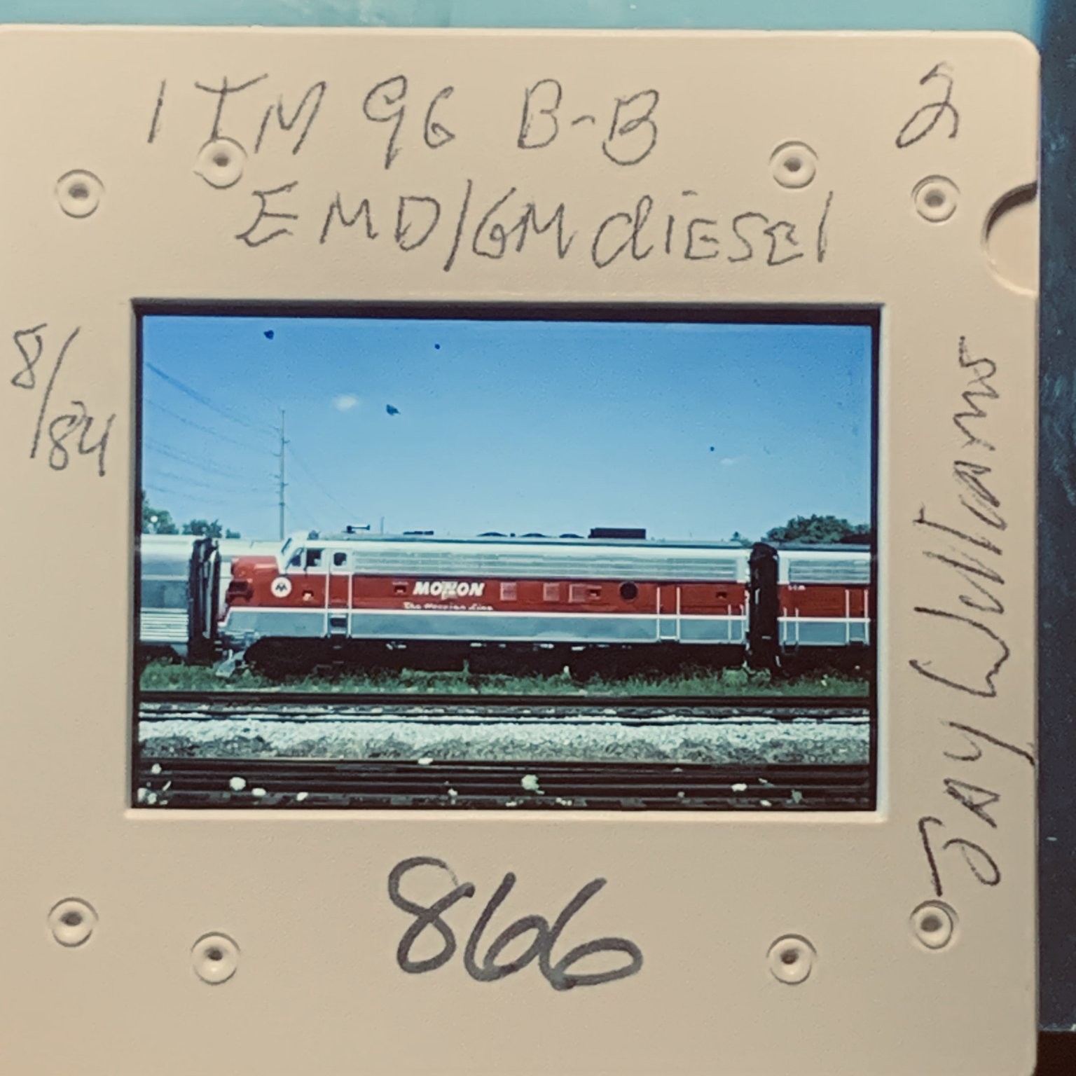 Vintage Monon Railroad EMD GM Diesel Train 35mm Slide 1984 Jay Williams
