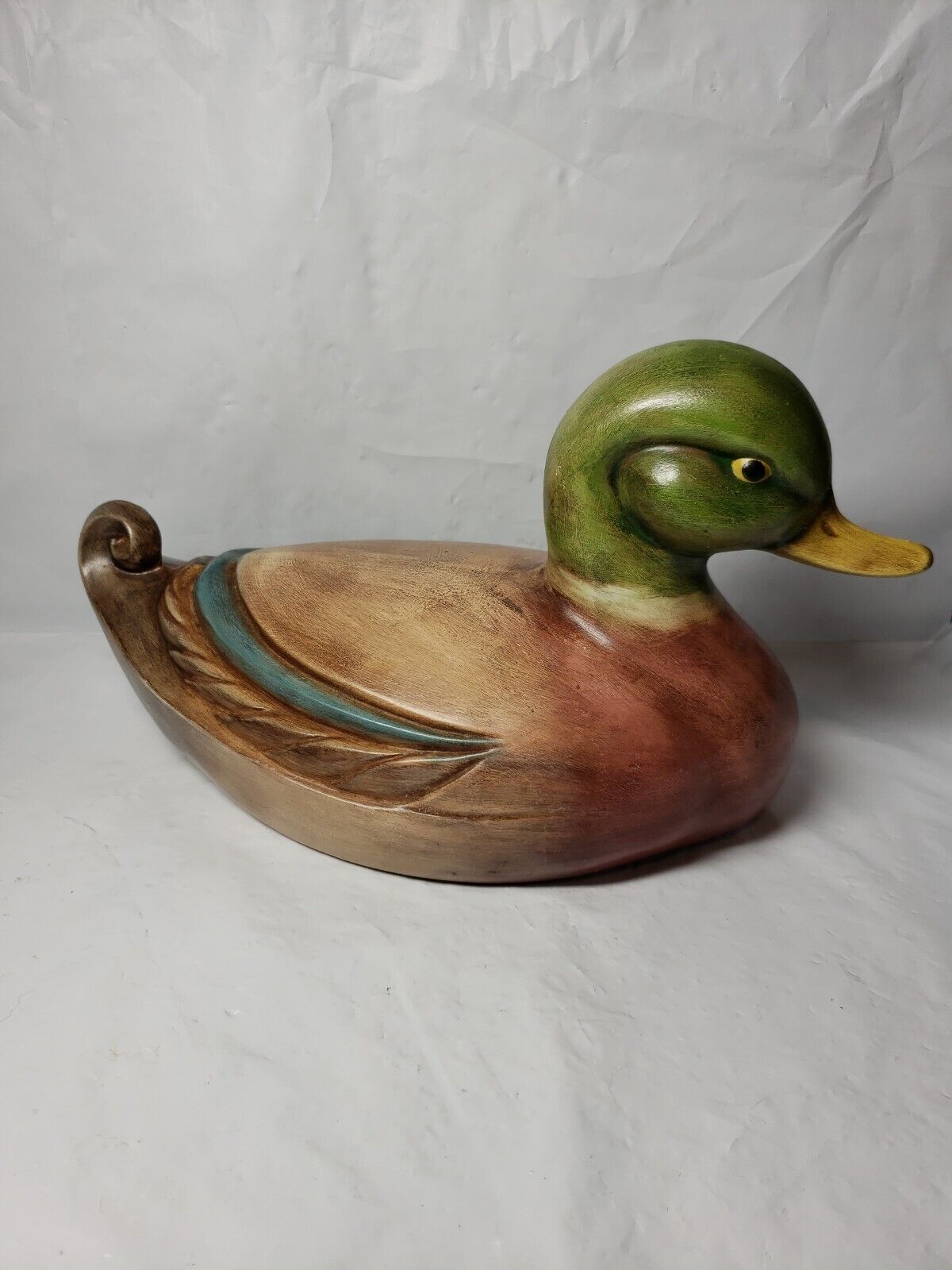 Vintage Ceramic Mallard Duck Shelf Or Office Decoration Hand Painted
