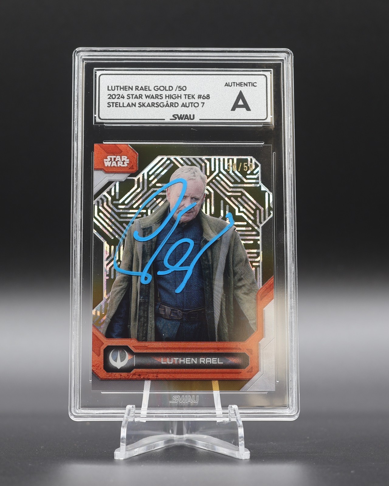 2024 Topps Andor Luthen Rael High Tek Gold /50 signed by Stellan Skarsgard SWAU