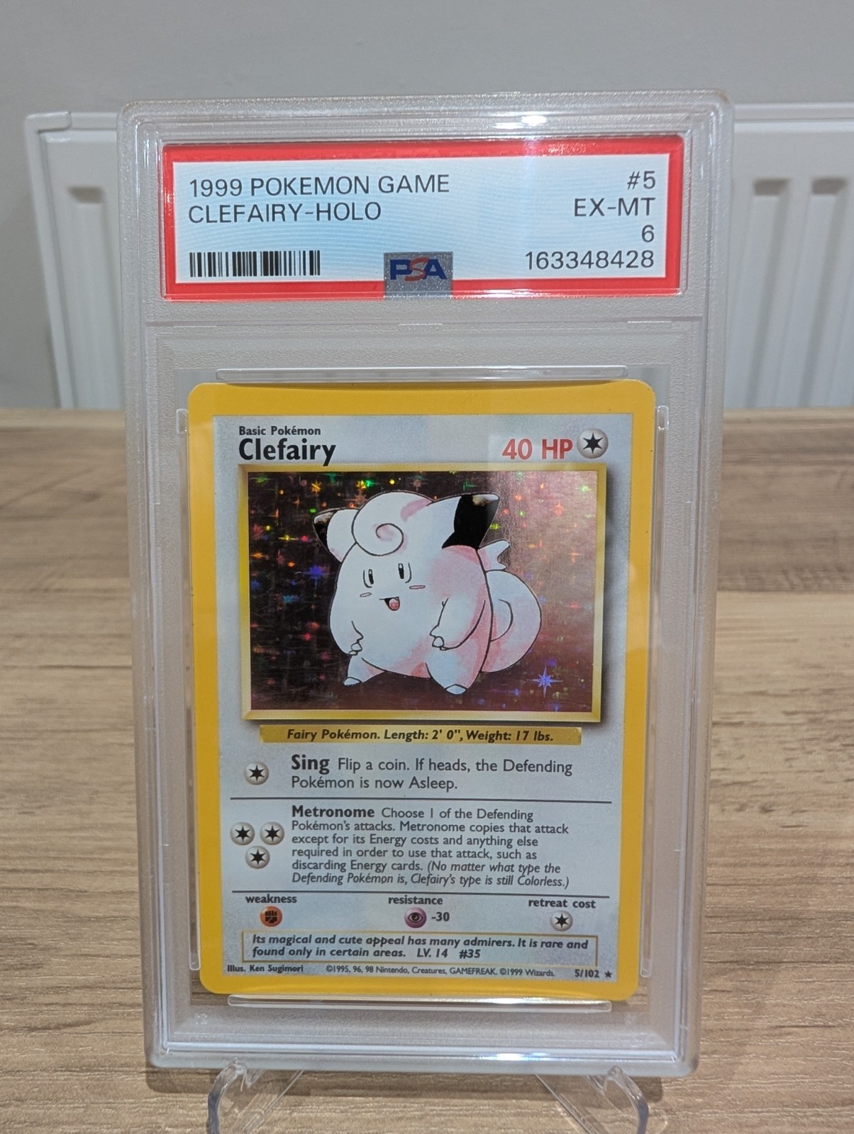 1999 Pokémon Base Set Unlimited #5 / 102 Clefairy Holo Rare PSA 6 NEW CERT
