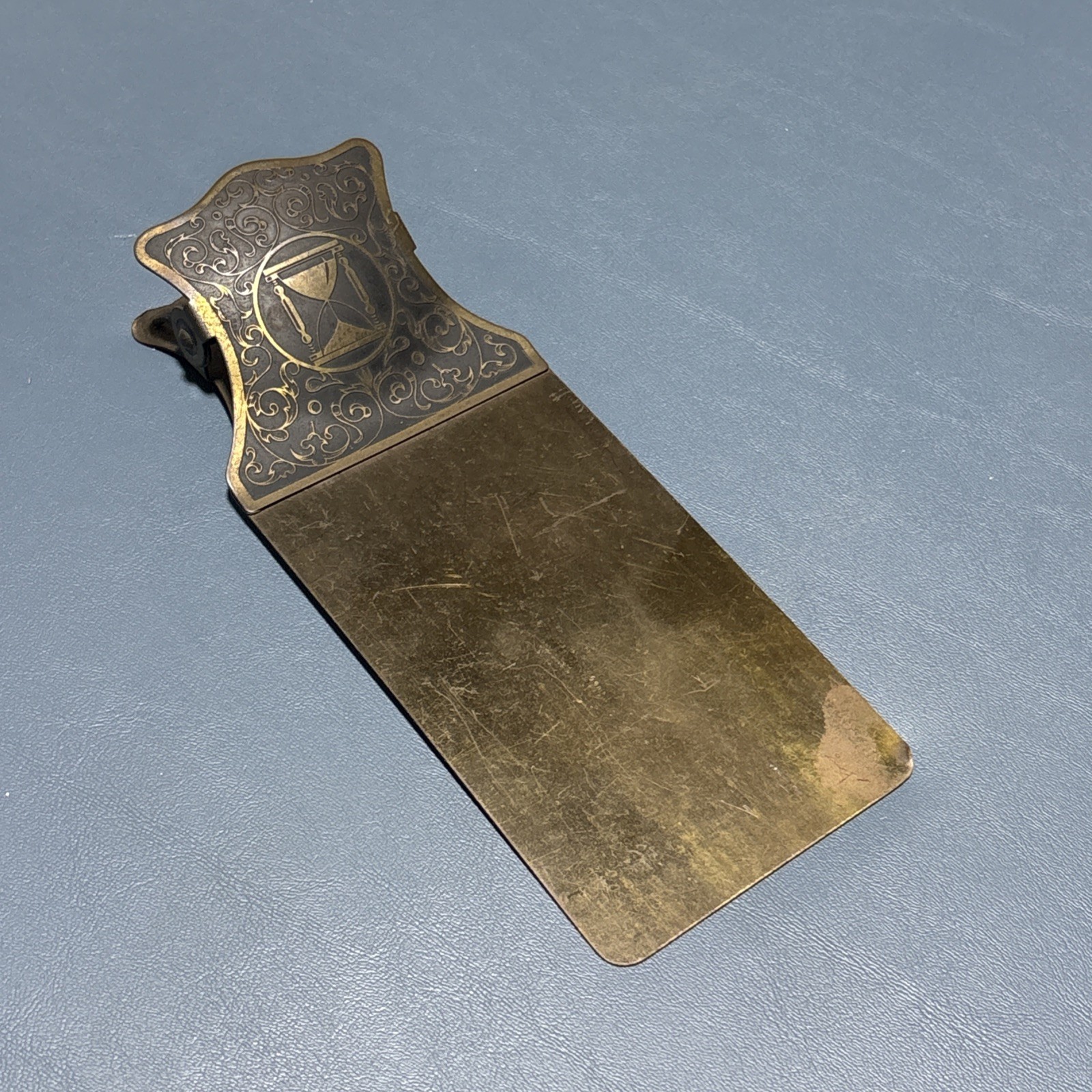 1930\'s Small Brass Clipboard ~ Hourglass Design, Art Deco