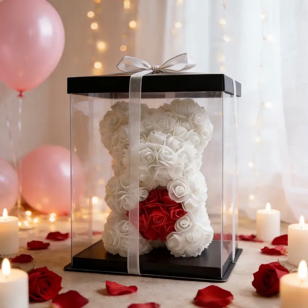 valentines roses teddy bear box