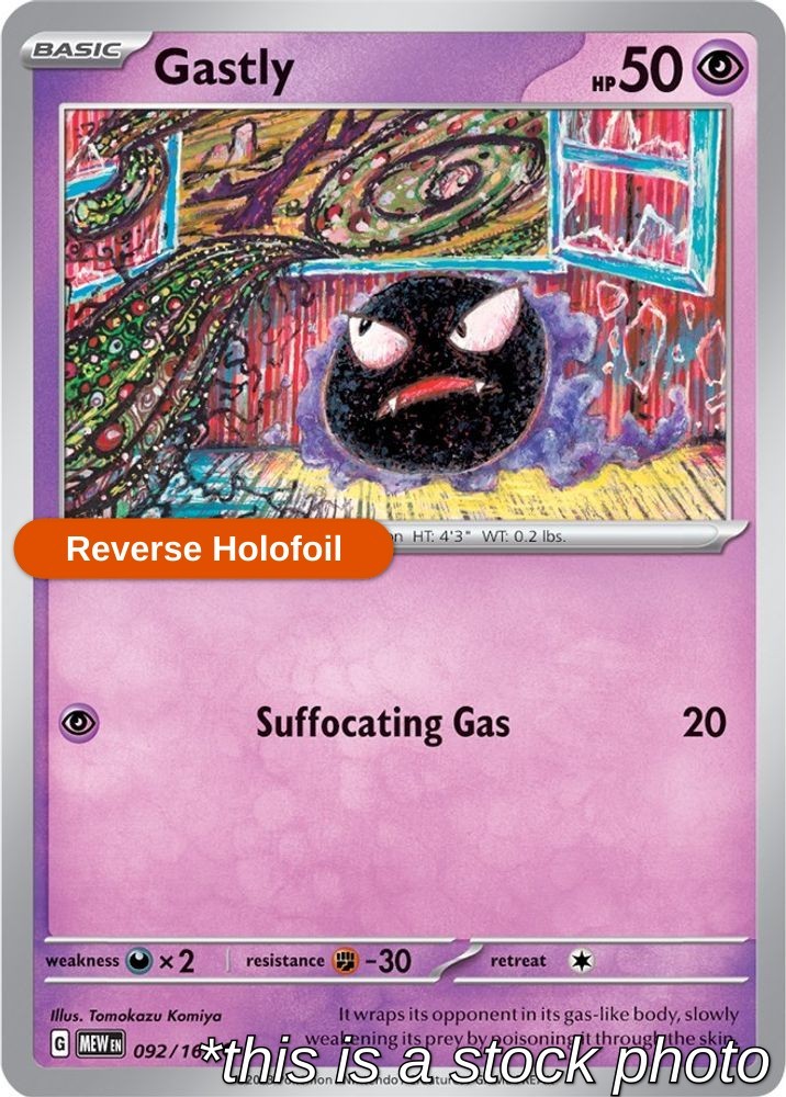 Reverse Holofoil - Gastly - 092/165 - SV: Scarlet & Violet 151 - NM