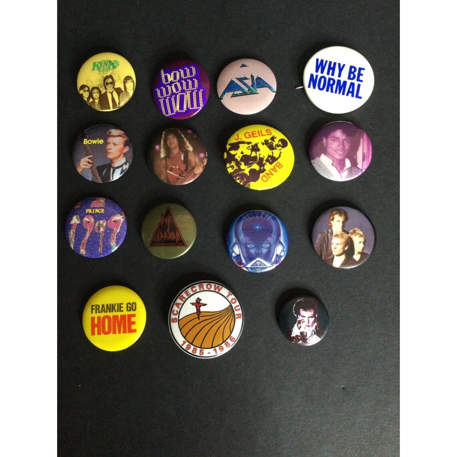 Vintage 80 90s Rock Band pins pin backs Buttons Def Leppard Prince Kinks J Geils