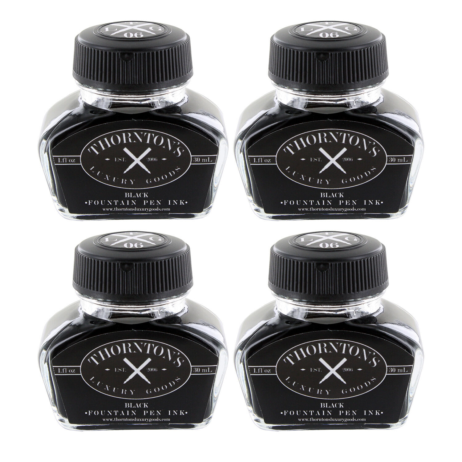 Thornton's Luxury Goods Fountain Pen Ink Bottle, 30ml - Black - Set of 4
