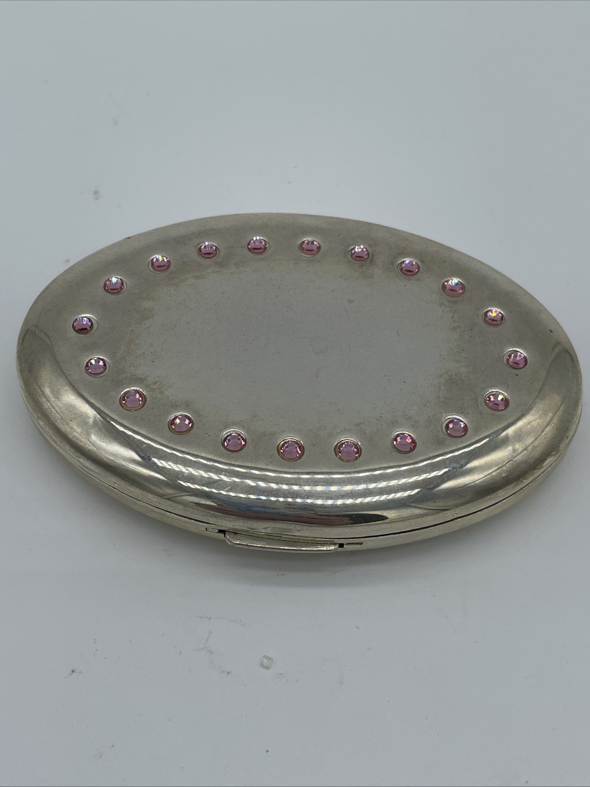 Vtg Victorian style SWAROVSKI Double Mirror Compact With Pink Crystals Scotland Vtg Victorian style SWAROVSKI Double Mirror Compact With Pink Crystals Scotland