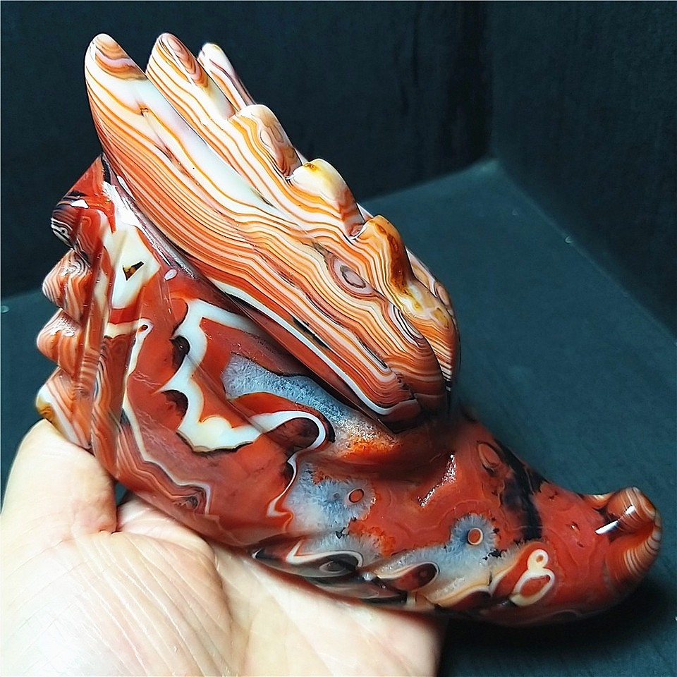 RARE 681.8g Natural Banded Hand-carved Agate Crystal Faucet Reiki Healing AB1371