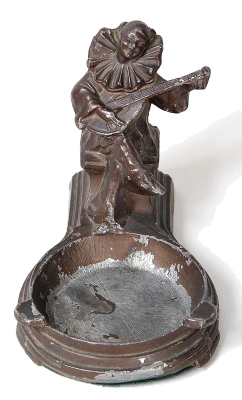 Antique Art Deco Nuart Pierrot Spelter Ashtray