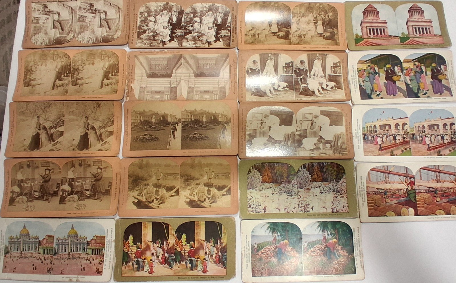 Antique Steroscope Cards Lot Of 19 1800\'s to 1900\'s