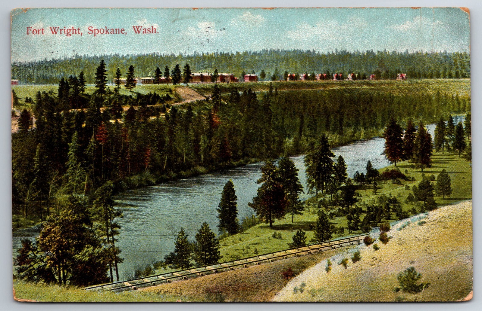WA, Spokane, Fort Wright, Aerial View, c1909, Vintage Postcard WA, Spokane, Fort Wright, Aerial View, c1909, Vintage Postcard