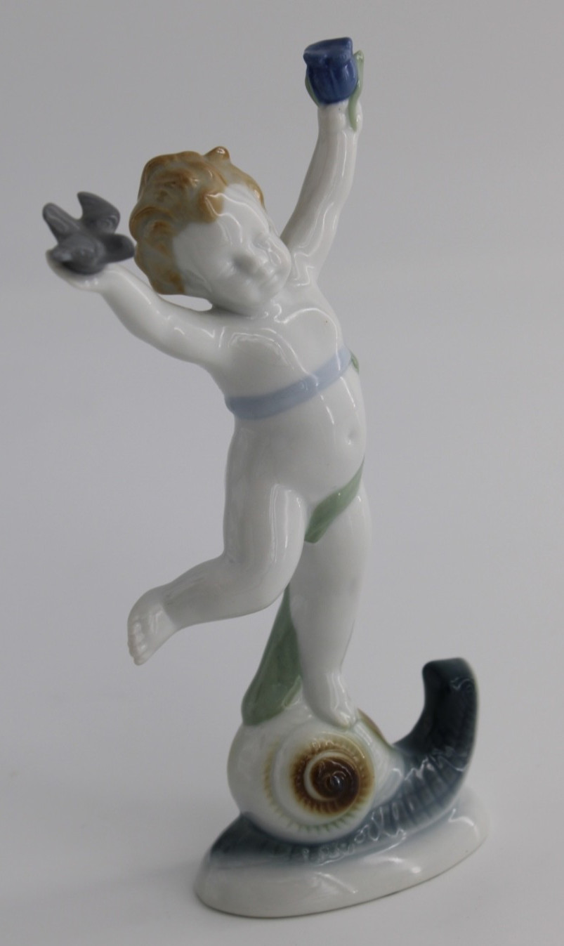 Vtg METZLER & ORTLOFF Putto on Snail Shell \