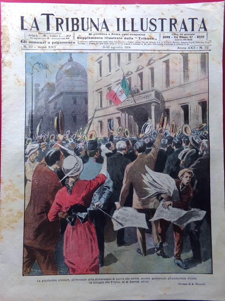 La Tribuna Illustrata 9 August 1914 WW1 War Austria and Serbia Ceri di Gubbio