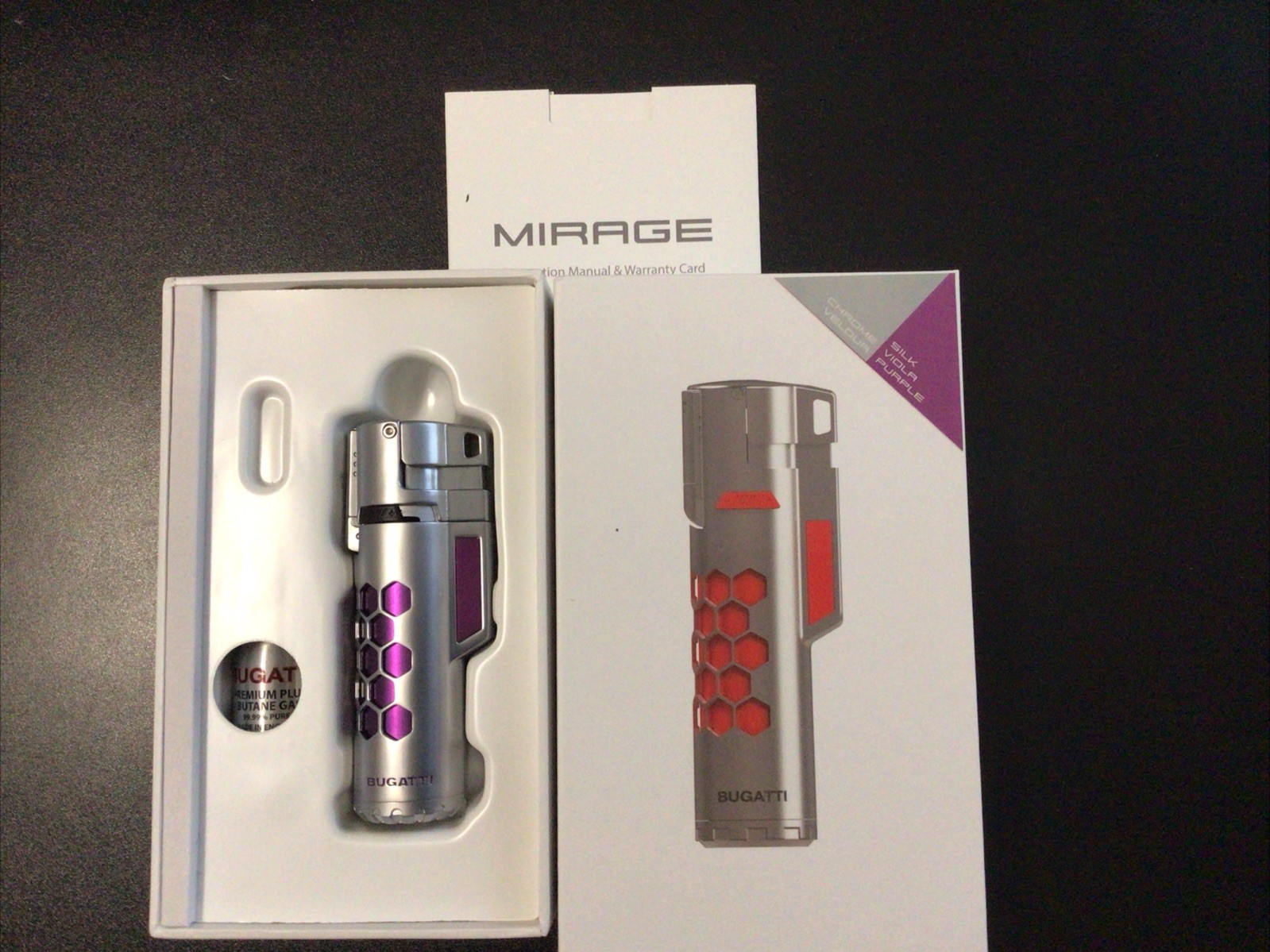 Bugatti Bugatti Mirage Silk Viola Purple / Chrome Velour Twin Torch Lighter Bugatti Bugatti Mirage Silk Viola Purple / Chrome Velour Twin Torch Lighter