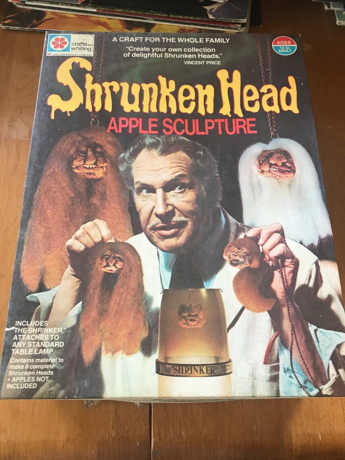 Vintage Shrunken Head Apple Sculpture Kit original box 1975 Vincent Price