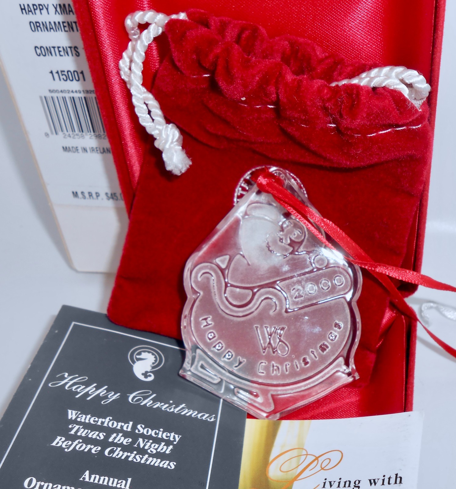 2000 Waterford HAPPY CHRISTMAS WS \'Twas The Night Before Christmas Ornament H71