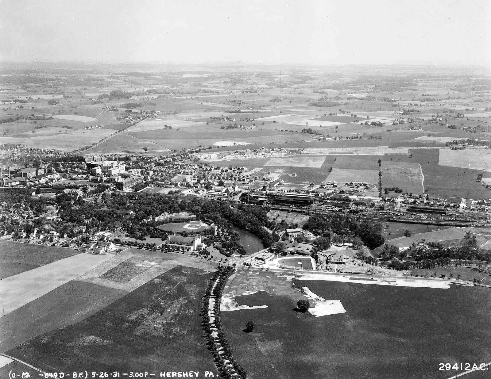 1931 Aerial View of Hershey Pennsylvania Old Vintage Photo 8.5