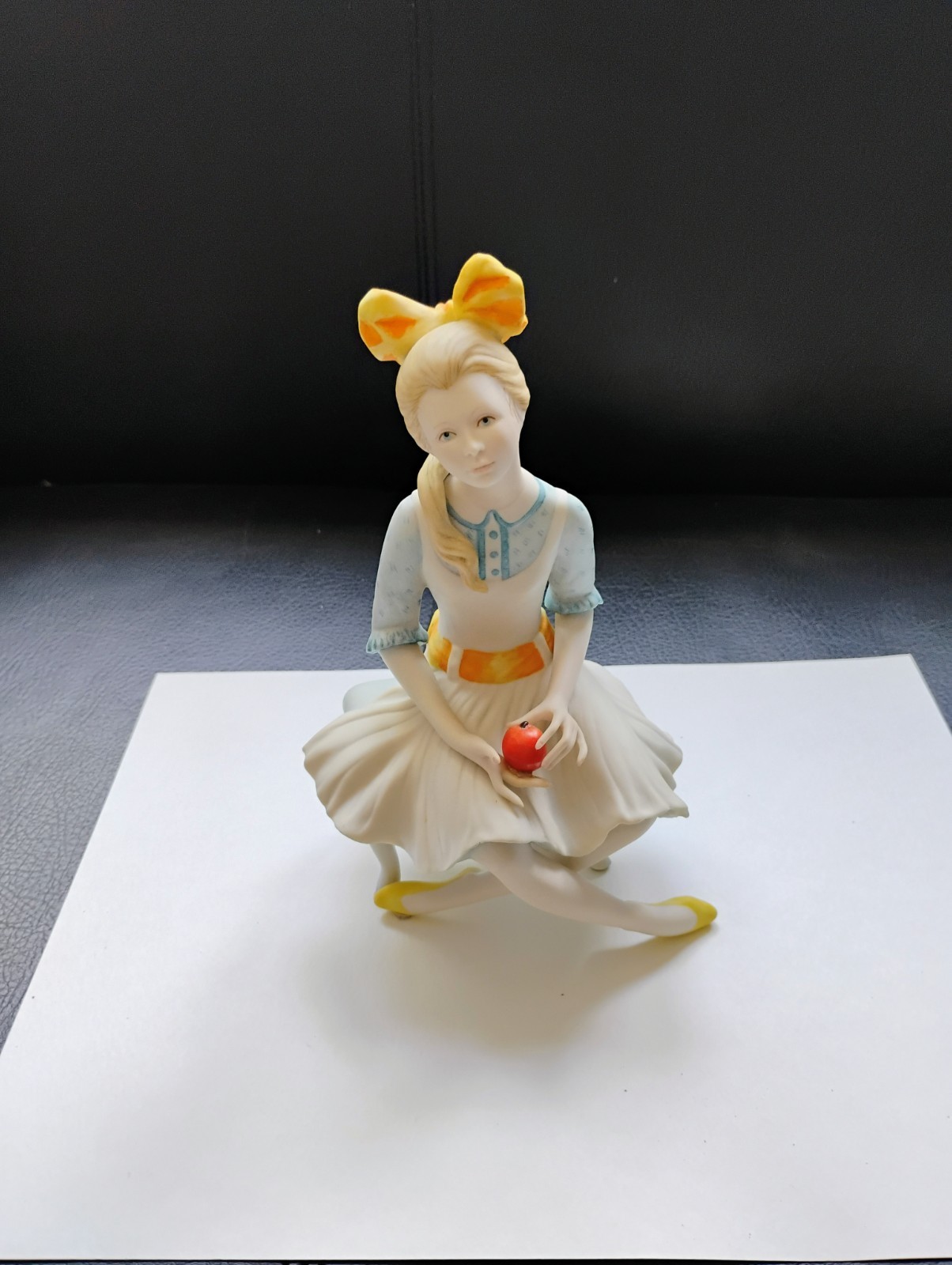 Cybis Porcelain Figurine POLLYANNA Sculpture Girl Holds Apple Perfect Condition