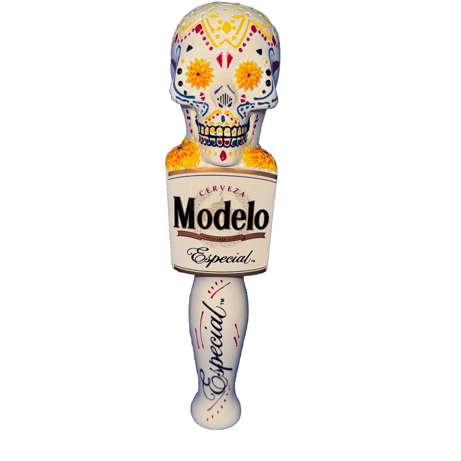 NIB New Modelo Especial Tap Handle Dia De Los Muertos Sugar Skull Beer 9.5\