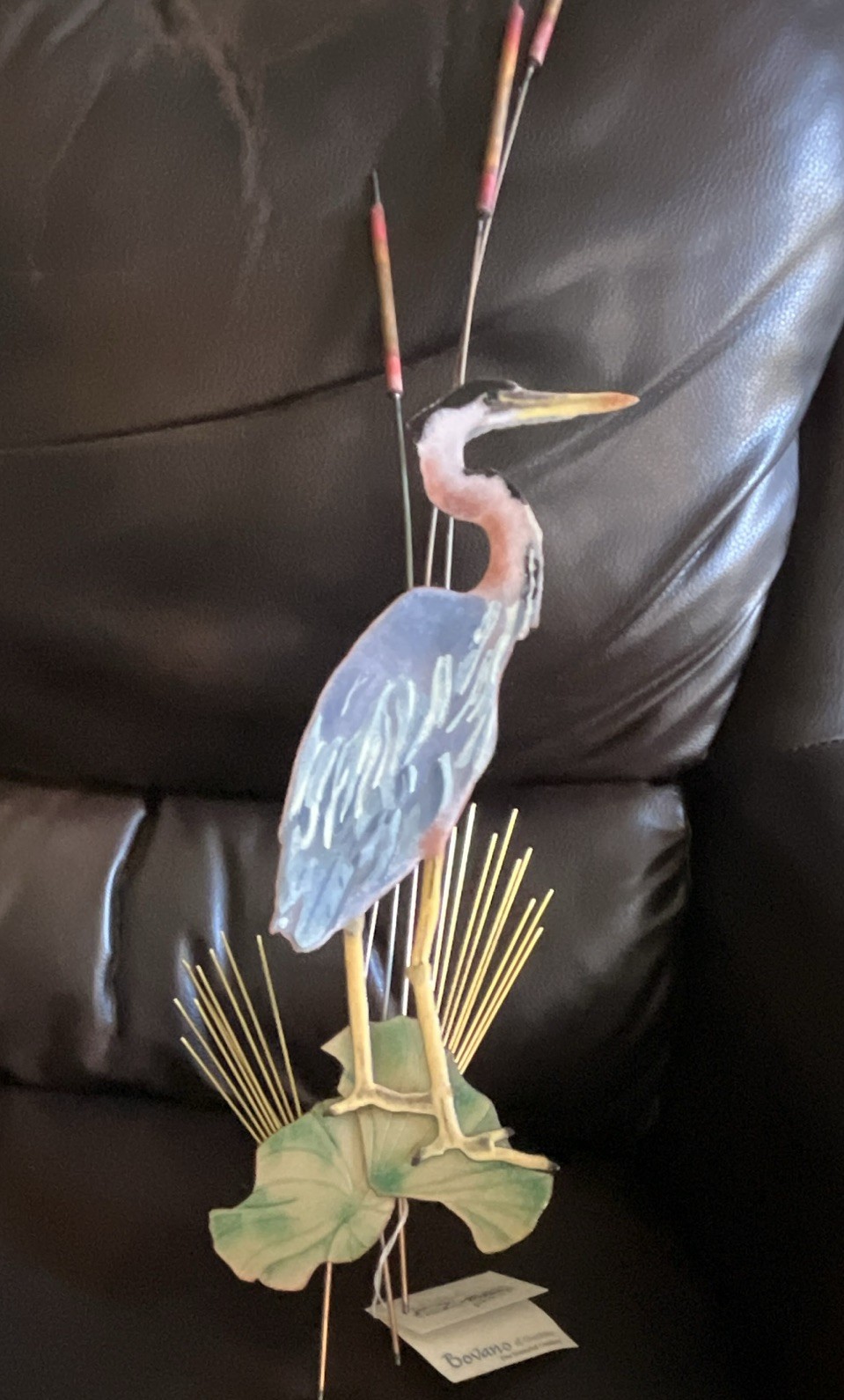 Vintage Bovano Cheshire Great Blue Heron Wall Sculpture Enamel Copper 25” w/ Tag