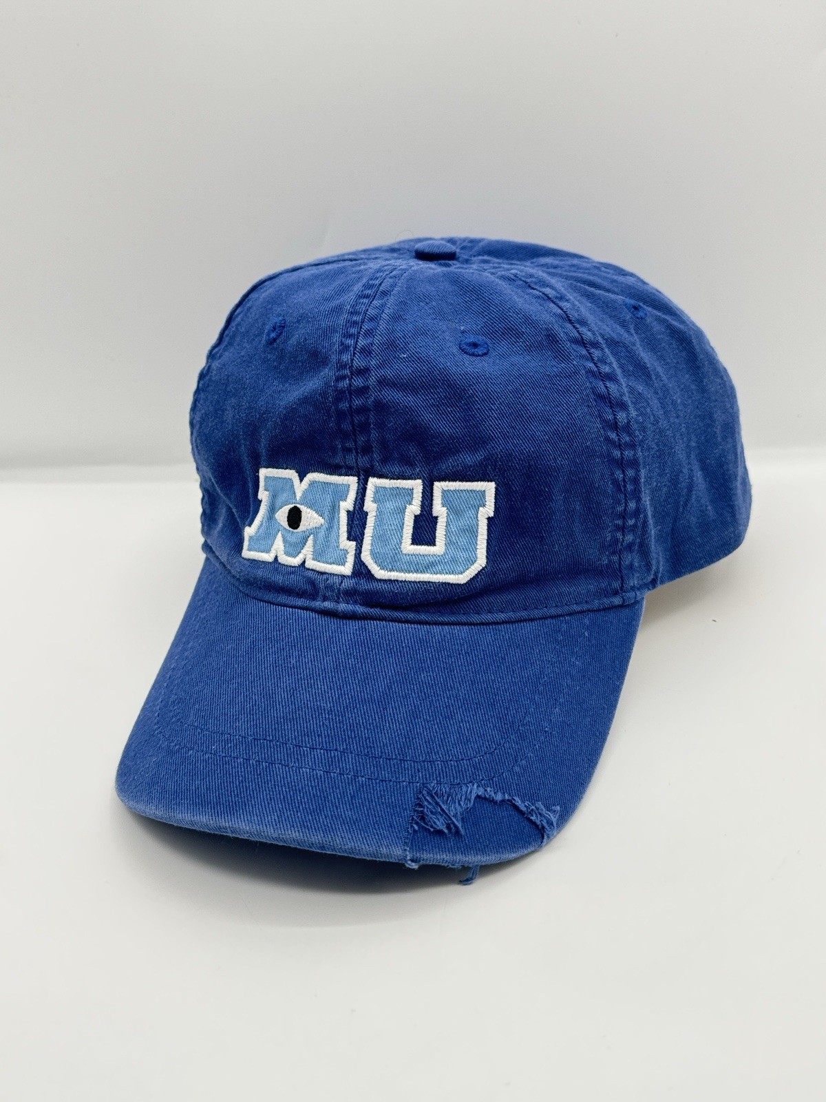 Disney Parks Pixar Monsters University MU Distressed Blue Baseball Hat Cap Adult Disney Parks Pixar Monsters University MU Distressed Blue Baseball Hat Cap Adult