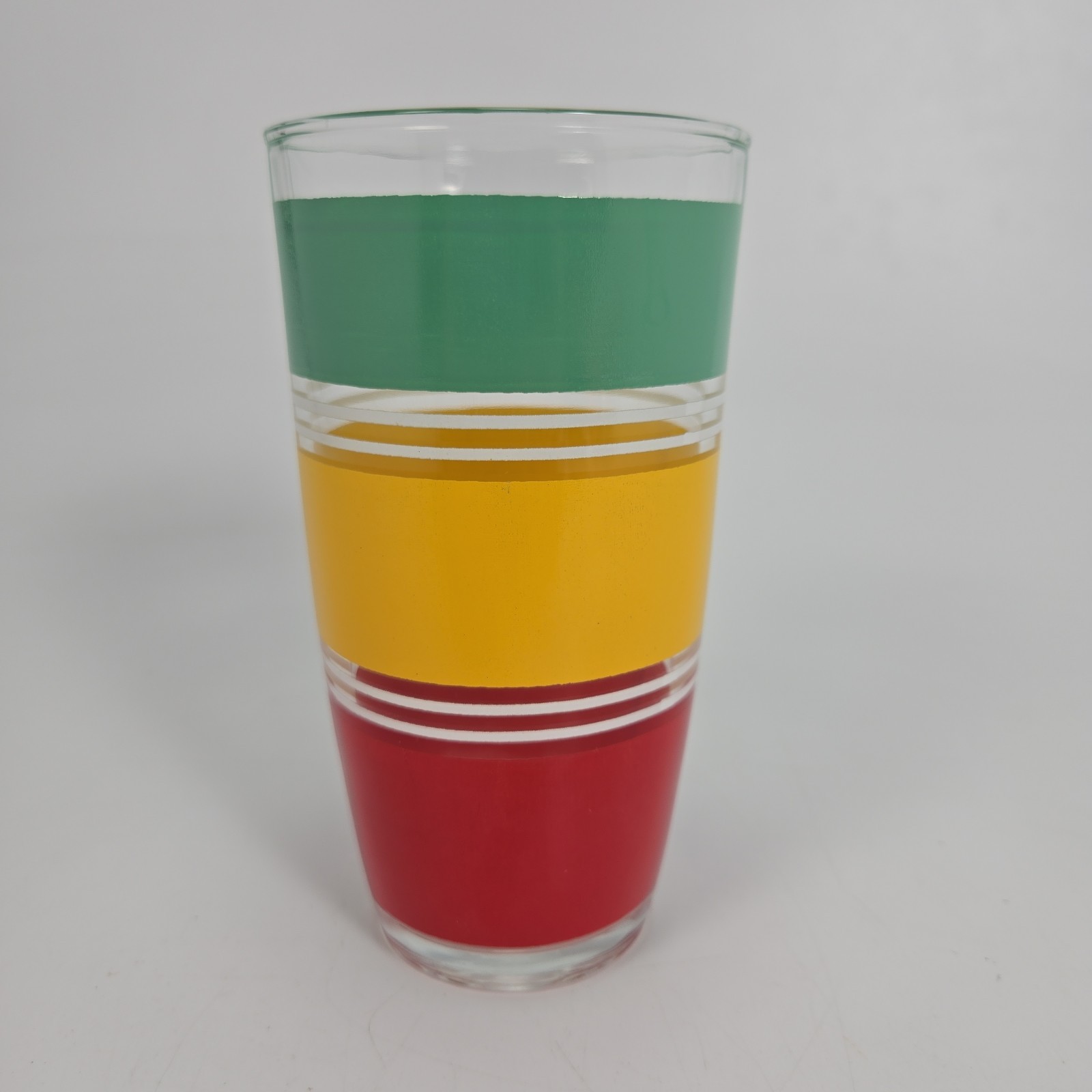 MCM Hazel Atlas Striped Clear Tumblers Drinking Glasses 5 5/8\