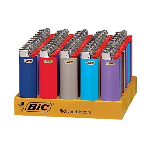 BIC Classic Lighter, Assorted Colors, 50-Count Tray, Up to 2x the Lights (Ass...
