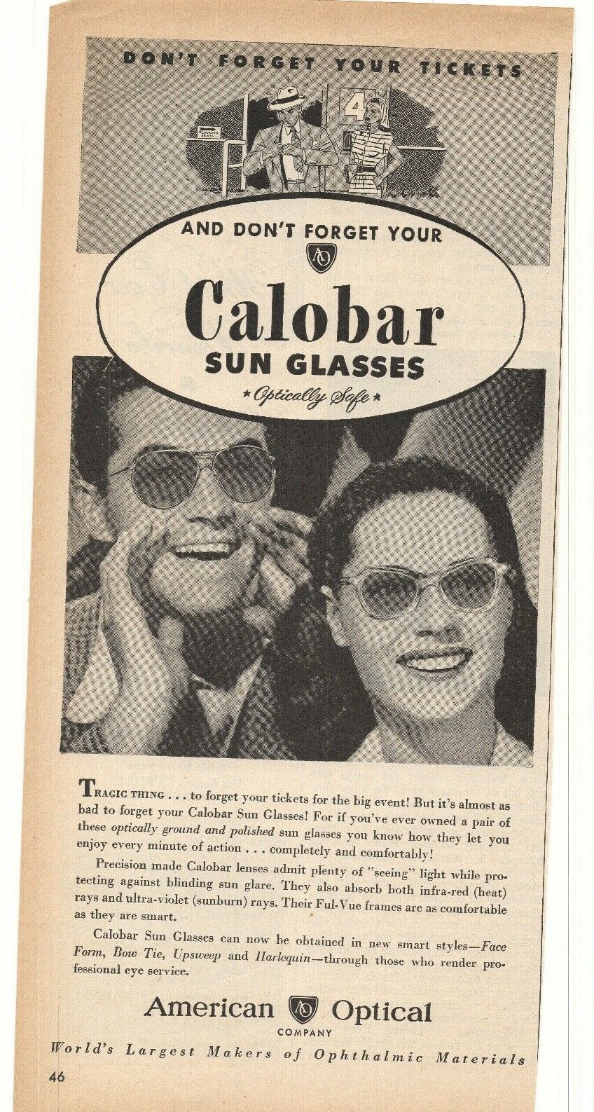 1946 American Optical Company Advertisement 1946 American Optical Company Advertisement