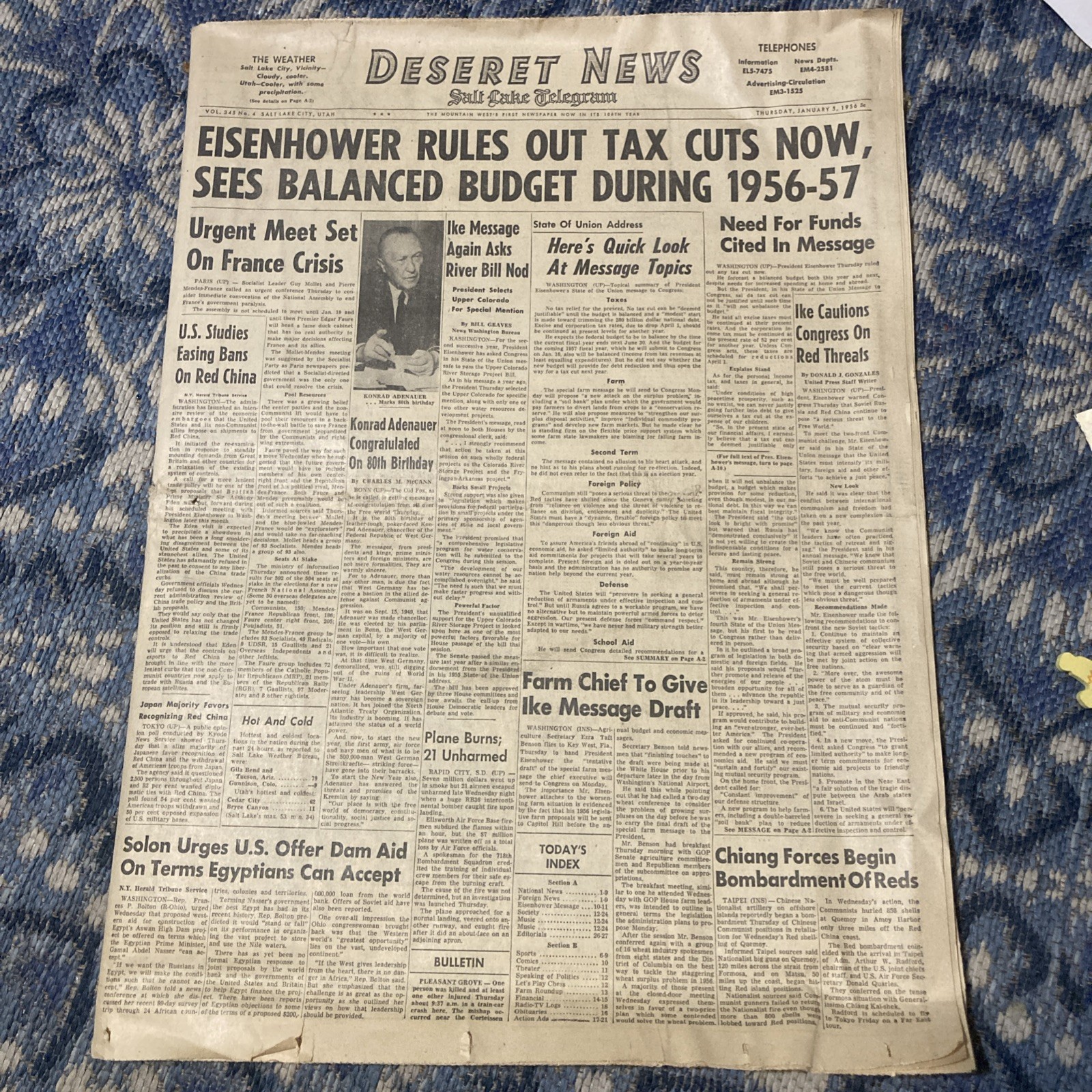 The Deseret News Salt Lake Telegram Newspaper A1-A28 /Jan 5 1956 / Commercials The Deseret News Salt Lake Telegram Newspaper A1-A28 /Jan 5 1956 / Commercials
