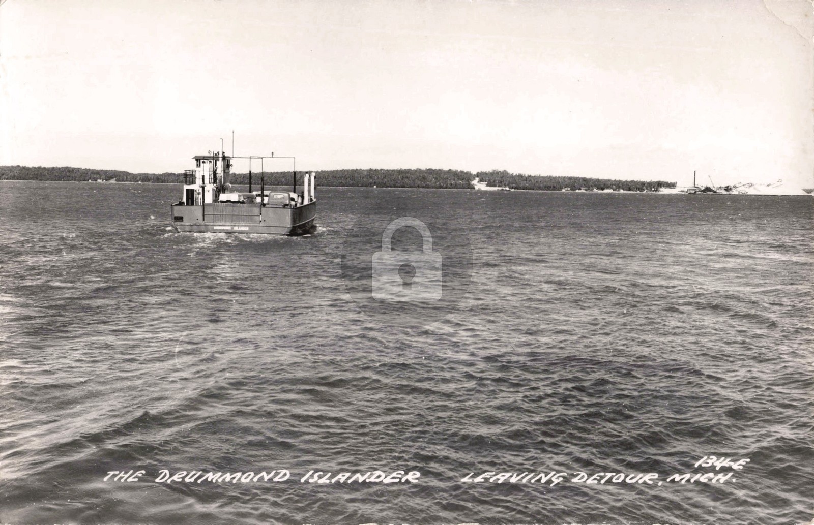 The Drummond Islander Leaving Detour MI Michigan RPPC Photo Postcard COPY