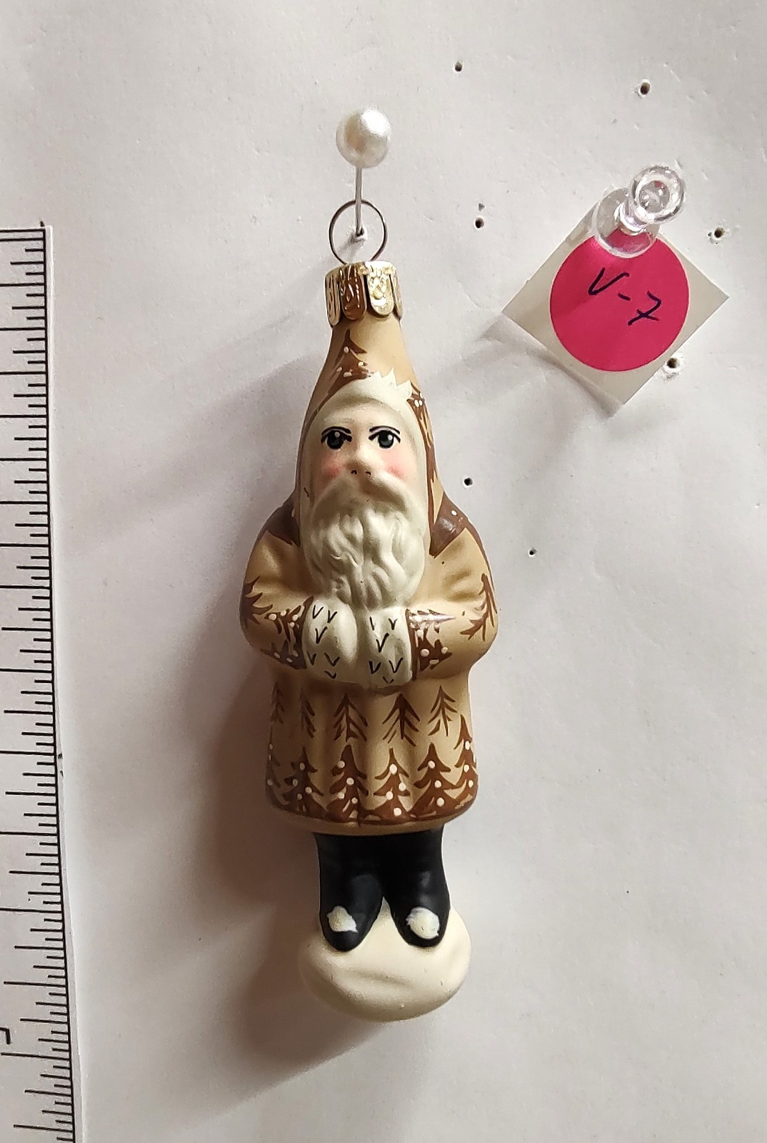 Vintage  Vaillancourt Father Christmas  w/3 Deer Ornament Germany w/ Box   4\