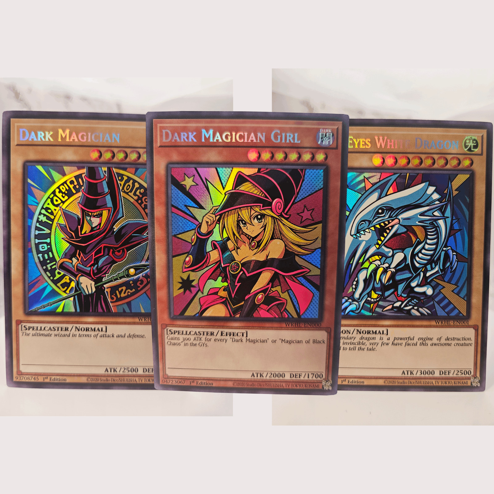 Set: Blue-Eyes White Dragon + Dark Magician + Girl (Warhol Pop Retro Funky Art)