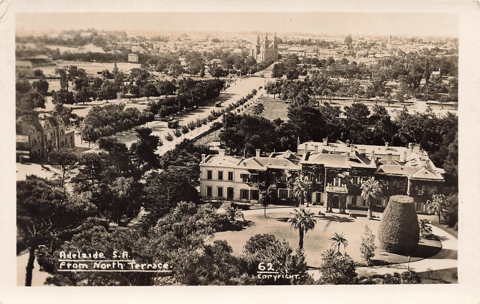 ADELAIDE SA AUSTRALIA FROM NORTH TERRACE VINTAGE RRPC POSTCARD 022224 T