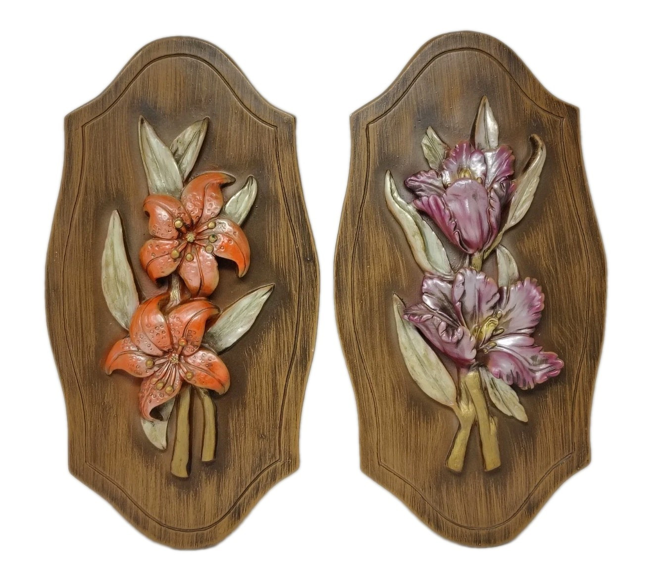 VTG 3D Floral Wall Plaque Hand Painted Chalkware Cottage Granny Hanging Decor