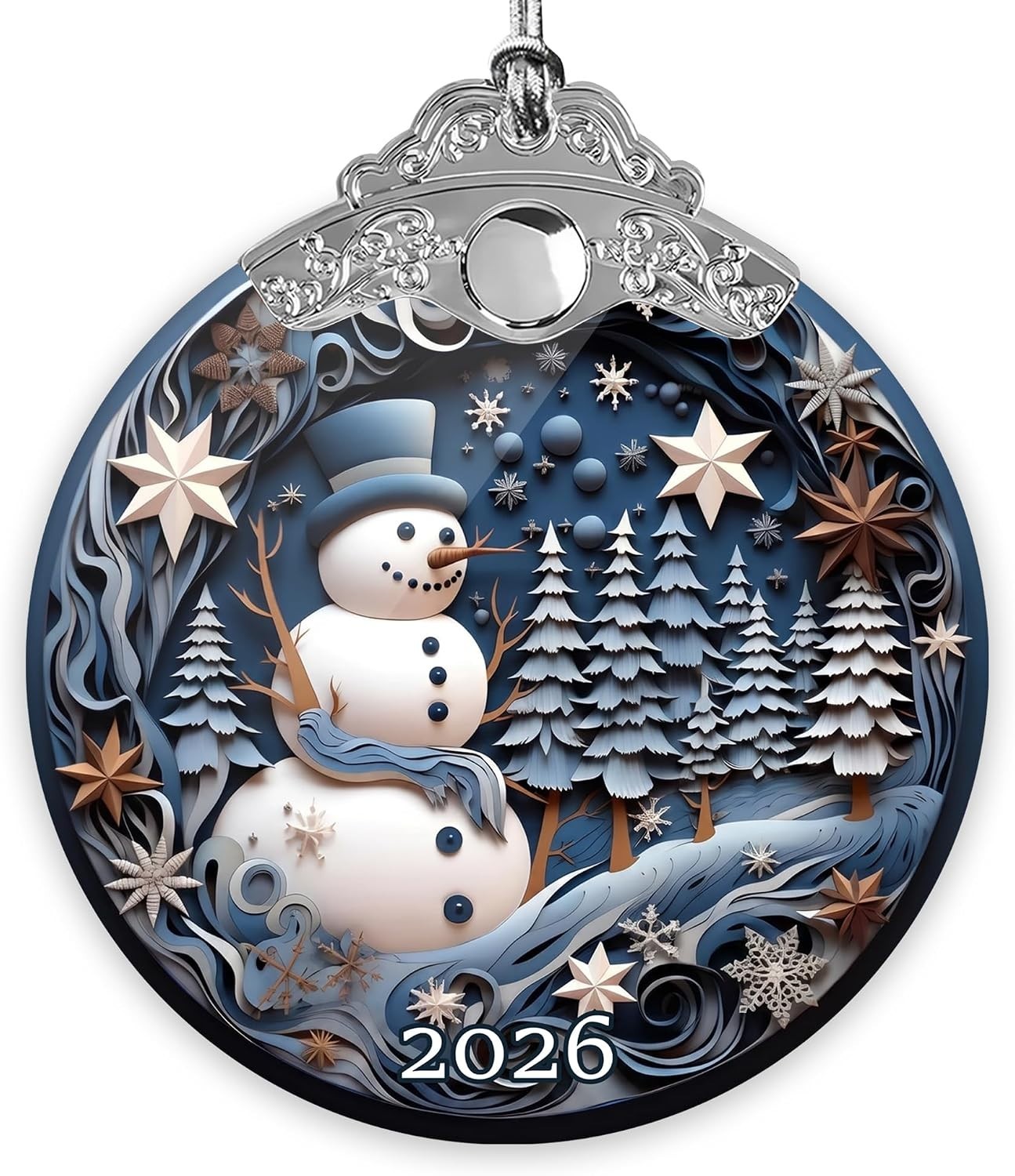 Snowman Ornaments for Christmas Tree 2026, Elegant 2026 Dated Christmas Ornament